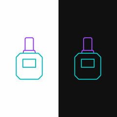 Line Aftershave icon isolated on white and black background. Cologne spray icon. Male perfume bottle. Colorful outline concept. Vector