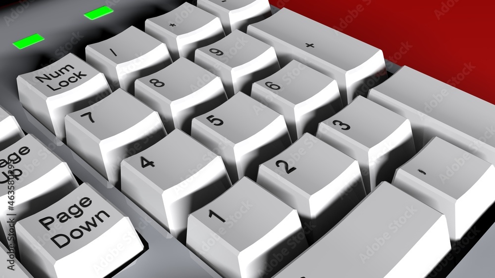 Poster numeric keyboard closeup view - 3d rendering illustration