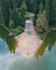 Naklejka premium aerial view of carpathian lake synevyr