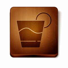 Brown Cocktail icon isolated on white background. Wooden square button. Vector