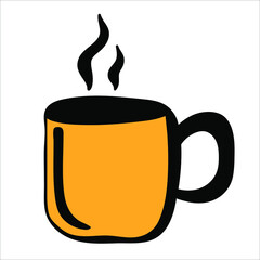 A cup with a hot drink. Simple vector illustration in doodle style.