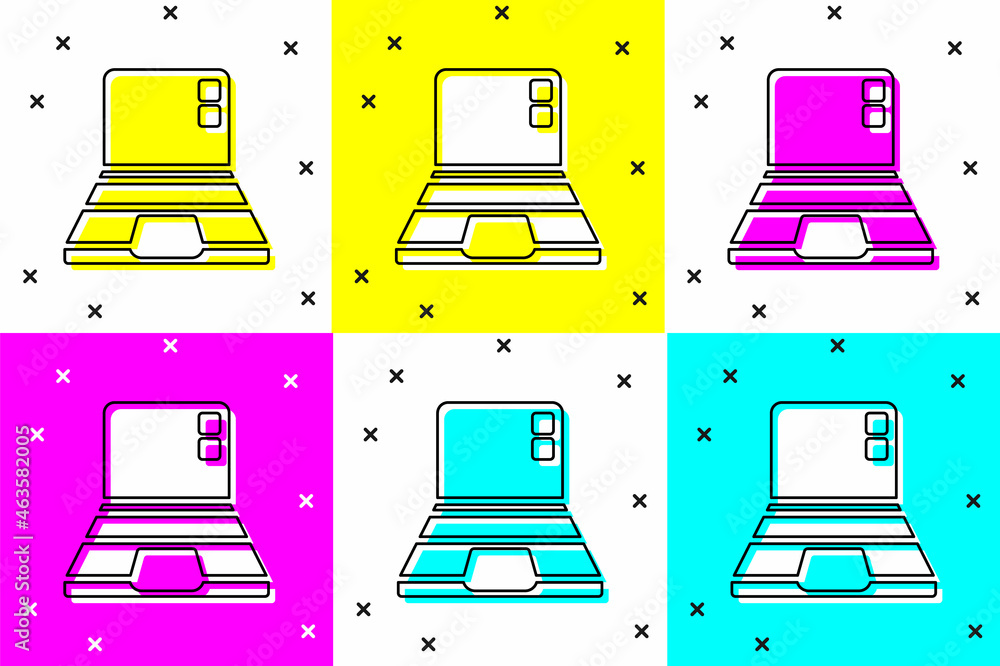 Poster set laptop icon isolated on color background. computer notebook with empty screen sign. vector
