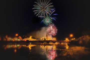 fireworks over the river Ballina Mayo Ireland