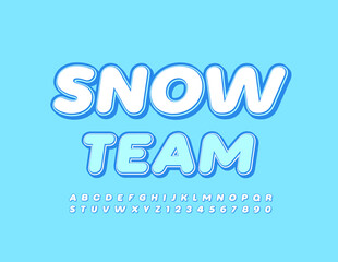 Vector creative Poster Snow Team. Stylish Modern Font. Artistic Alphabet Letters and Numbers set