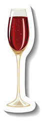 Red wine on glass sticker template