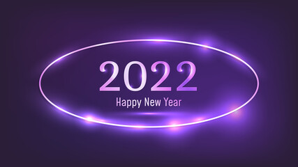 2022 Happy New Year neon background
