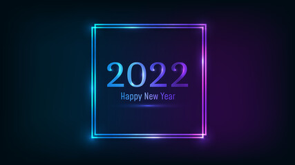 2022 Happy New Year neon background