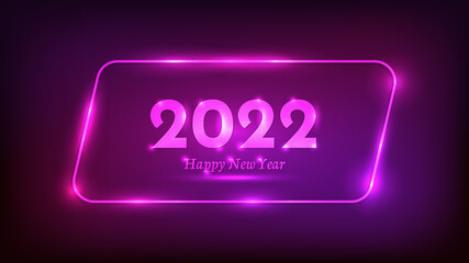 2022 Happy New Year neon background
