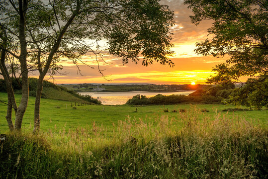 Spring Landscape With The River Moy And The Sunset Mayo