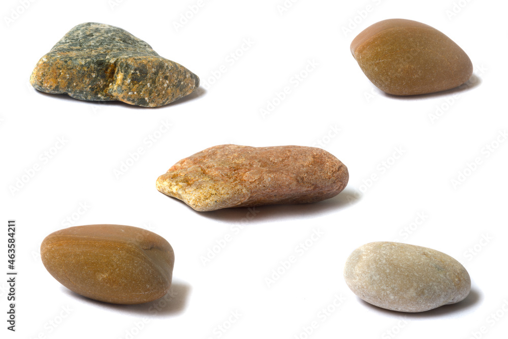 Poster a set of stones with a shadow isolated on a white background