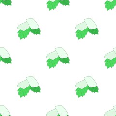 Chewing gum with fresh mint leaves pattern seamless background texture repeat wallpaper geometric vector