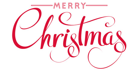 Merry Christmas Calligraphy Typography, hand drawn lettering including the word Merry.