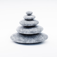Zen-like Stack of stones on isolated on white background