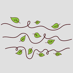 illustration of windy weather by blowing some leaves