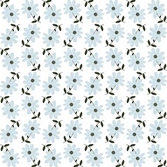 flora pattern with small blue daisy