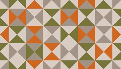 Obraz premium Abstract seamless pattern with geometric shapes. Primitive bauhaus blocks, basic geometry forms, simple tile print. Vector illustration