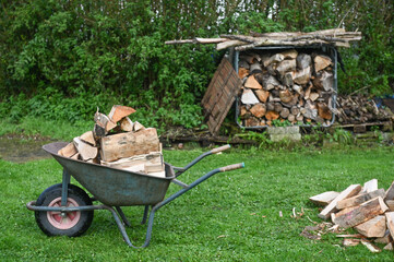 bois chauffage stere energie environnement jardin reserve brouette