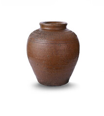 Ceramic terracotta jars on a white background