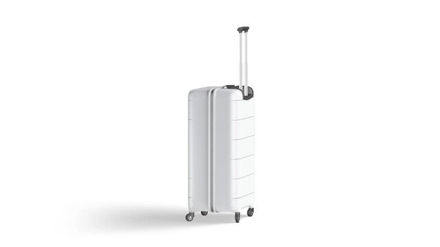 Blank white suitcase with handle mockup, looped rotation