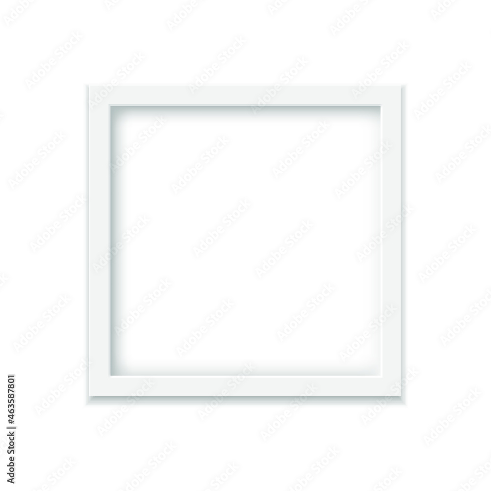 Poster white square empty picture frame isolated on a white background