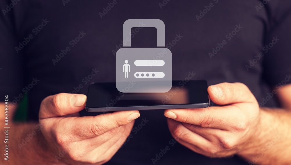 Poster concept of cyber security, information and encryption, secure personal information