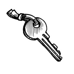 Hand drawn key isolated on white background vector illustration
