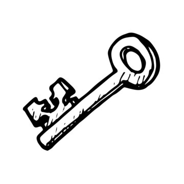 Hand drawn key isolated on white background vector illustration