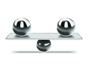 Steel Balancing balls isolated on a white background. 3d rendering