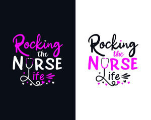 Nurse life - T-shirt Design, Nursing, Doctor, Typographic nurse t shirt design with colorful floral and medical symbol, Vector graphic design and medical emblems.