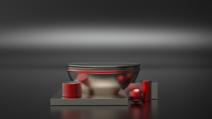White Gold Pedestal Podium On Clearly Background, Abstract Minimal Podium Blank Space For Beauty Cosmetic Product 3d illustration