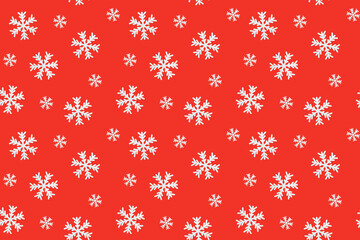 Christmas seamless pattern with snowflakes on red surface	
