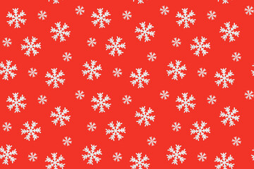Christmas seamless pattern with snowflakes on red surface	
