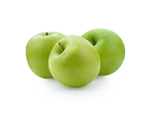 one green cut apple isolated on white background clipping path