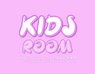Vector creative Emblem Kids Room. Stylish Playful Font. Handwritten Alphabet Letters and Numbers set