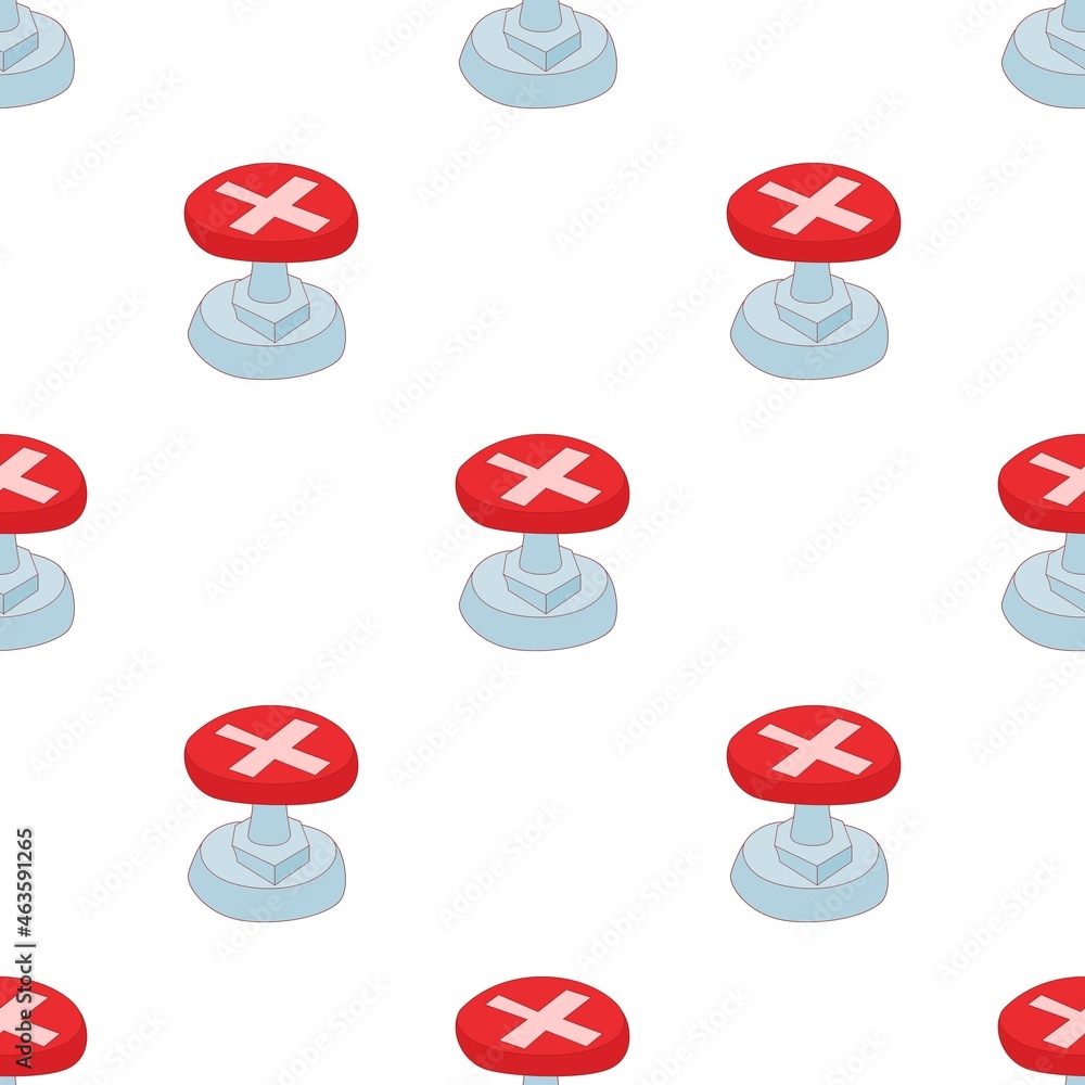 Poster red button with cross sign pattern seamless background texture repeat wallpaper geometric vector
