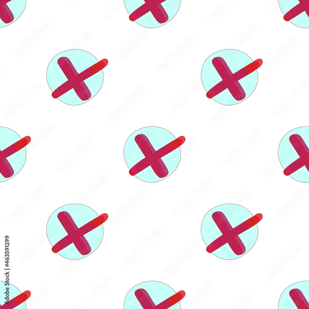 Poster red check mark, cross pattern seamless background texture repeat wallpaper geometric vector