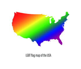 Obraz premium USA map with rainbow colors. Concept of equal rights for homosexuals. editable vector