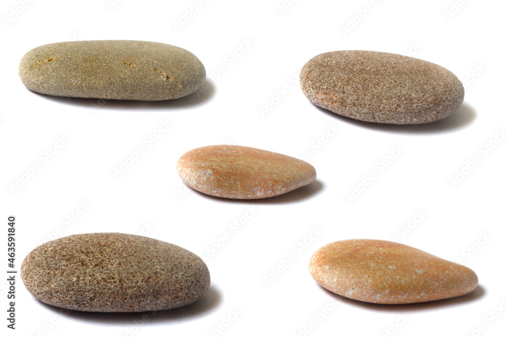 Poster a set of stones with a shadow isolated on a white background