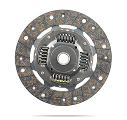 New clutch plate for automotive gearbox, side two, isolated on white background. File contains a...