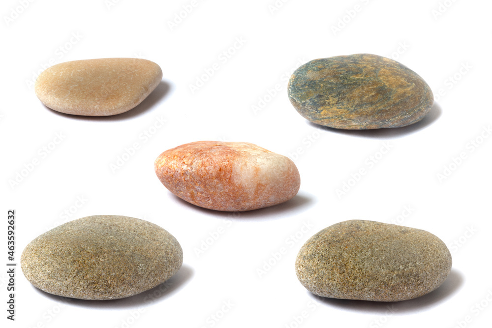 Poster a set of stones with a shadow isolated on a white background