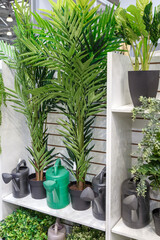 Artificial potted plant on the shelf, indoor flower, interior and home decor detail