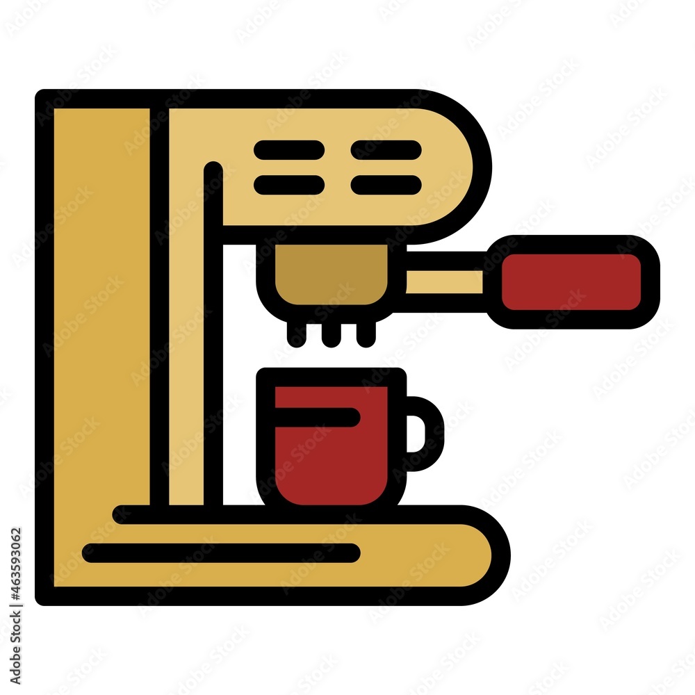 Poster coffee machine side view icon. outline coffee machine side view vector icon color flat isolated