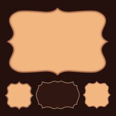 a set of elegant vintage frames in brown colors with decorative elements, isolated on a dark background, vector illustration