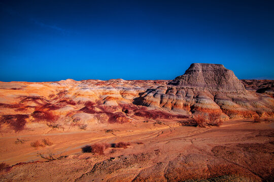 Red wind eroded hills, nature landscape