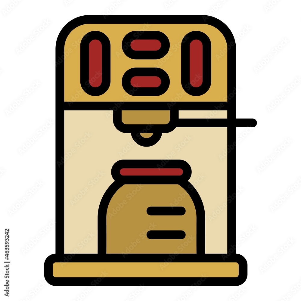 Poster coffee machine with a can icon. outline coffee machine with a can vector icon color flat isolated