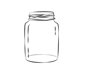 Glass jar on a white background. Silhouette. Vector illustration.