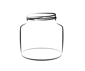 Glass jar on a white background. Silhouette. Vector illustration.