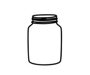Glass jar on a white background. Silhouette. Vector illustration.