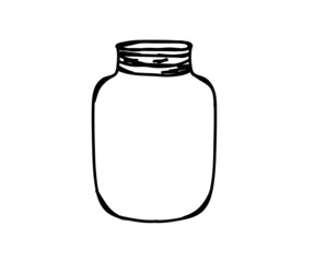 Glass jar on a white background. Silhouette. Vector illustration.