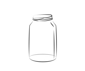 Glass jar on a white background. Silhouette. Vector illustration.